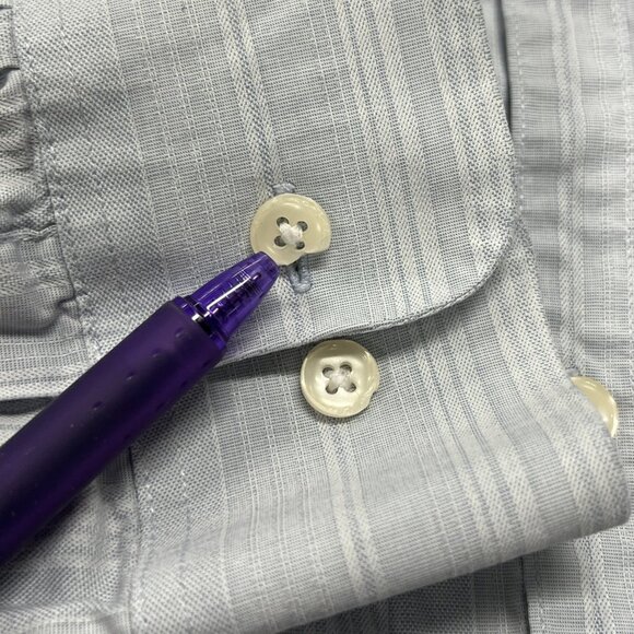 Pronto Uomo Men XL Button Up Shirt Long Sleeve Blue Striped Cotton - Picture 5 of 5